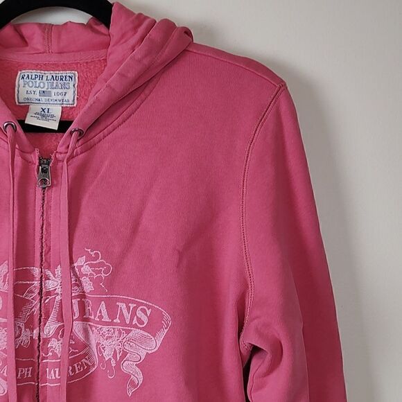 Ralph Lauren Polo Jeans Original Denimwear Zip Front Hooded Sweatshirt Vintage - Picture 3 of 12